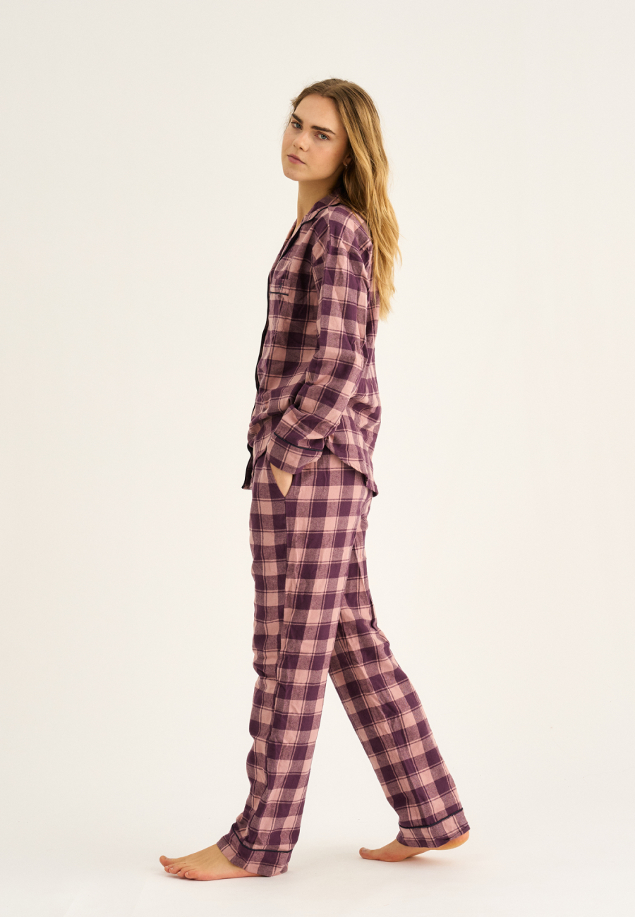 Pyjamasbukser, 100% økologisk bomuld, Rosa ternet