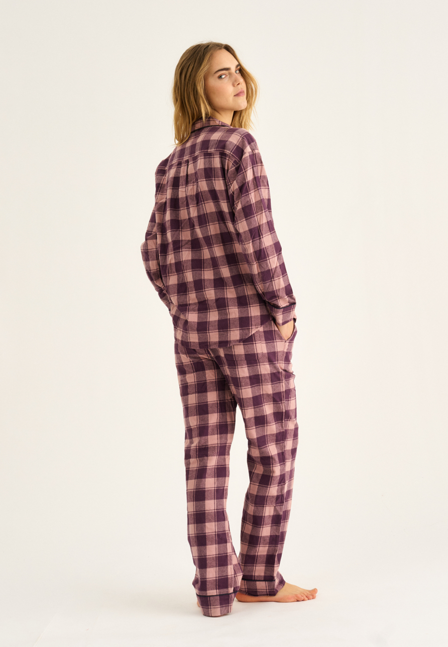 Pyjamasbukser, 100% økologisk bomuld, Rosa ternet