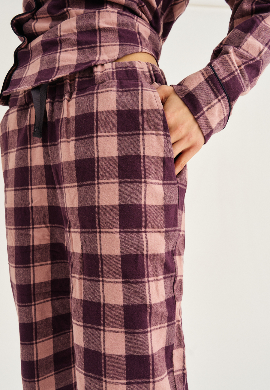 Pyjamasbukser, 100% økologisk bomuld, Rosa ternet