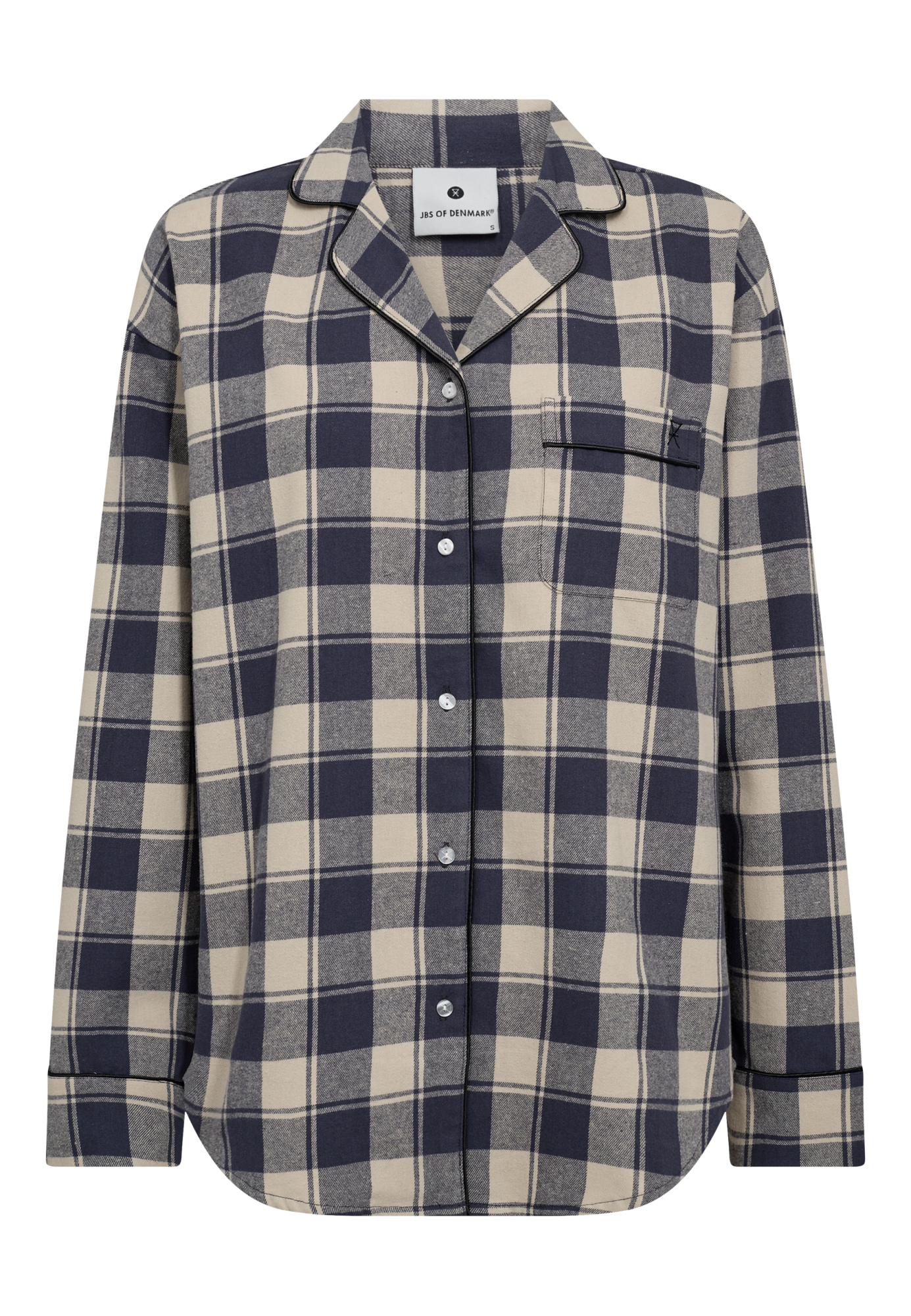 Pyjamasskjorte, 100% økologisk bomuld, Navy ternet