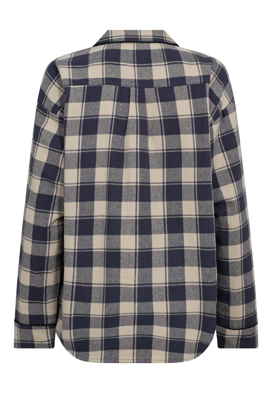 Pyjamasskjorte, 100% økologisk bomuld, Navy ternet