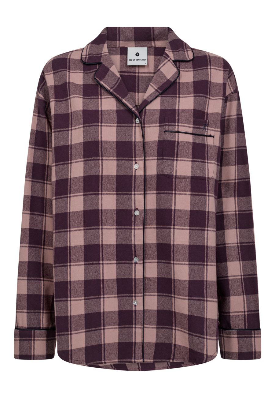 Pyjamasskjorte, 100% økologisk bomuld, Rosa ternet