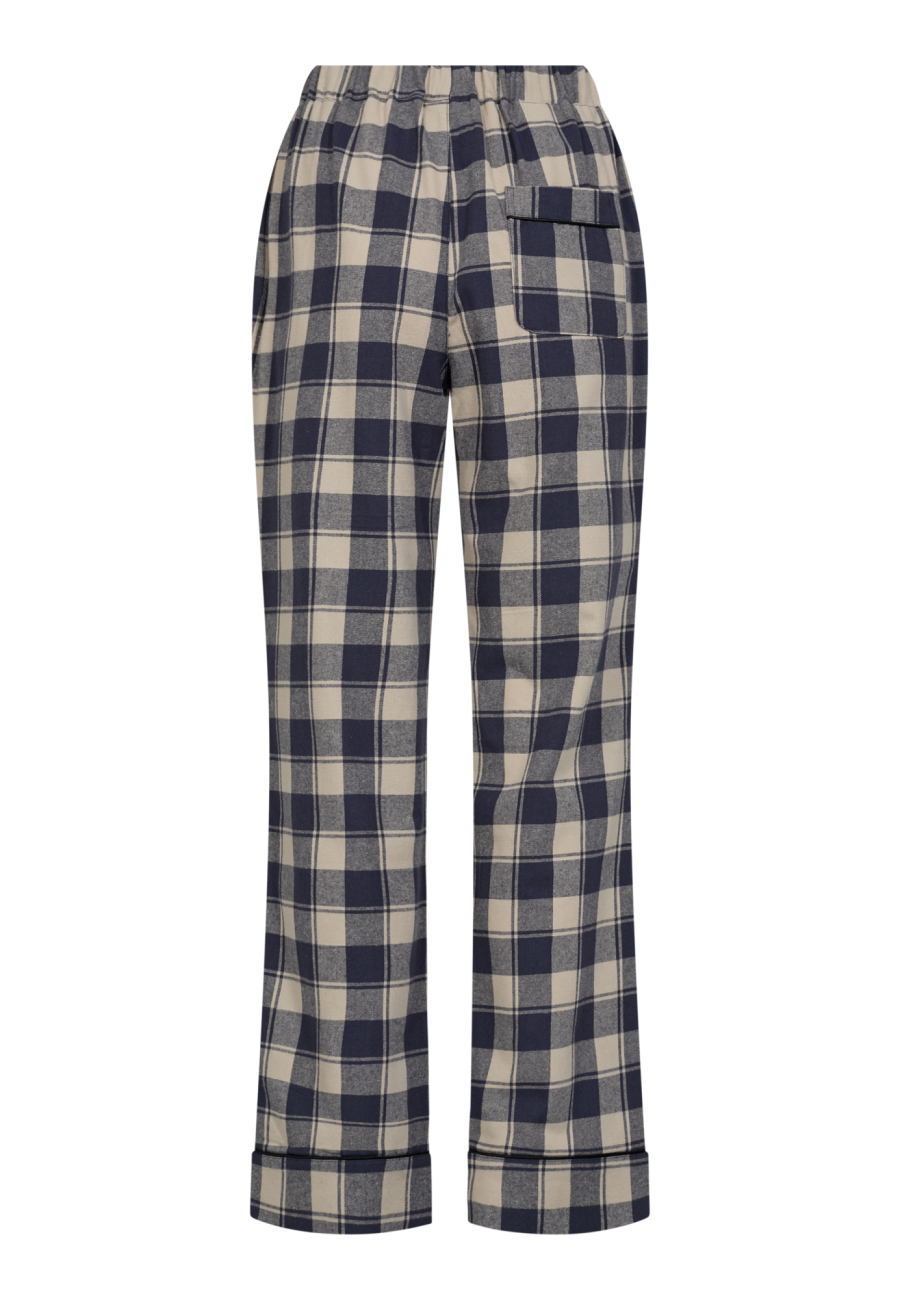 Pyjamasbukser, 100% økologisk bomuld, Navy ternet