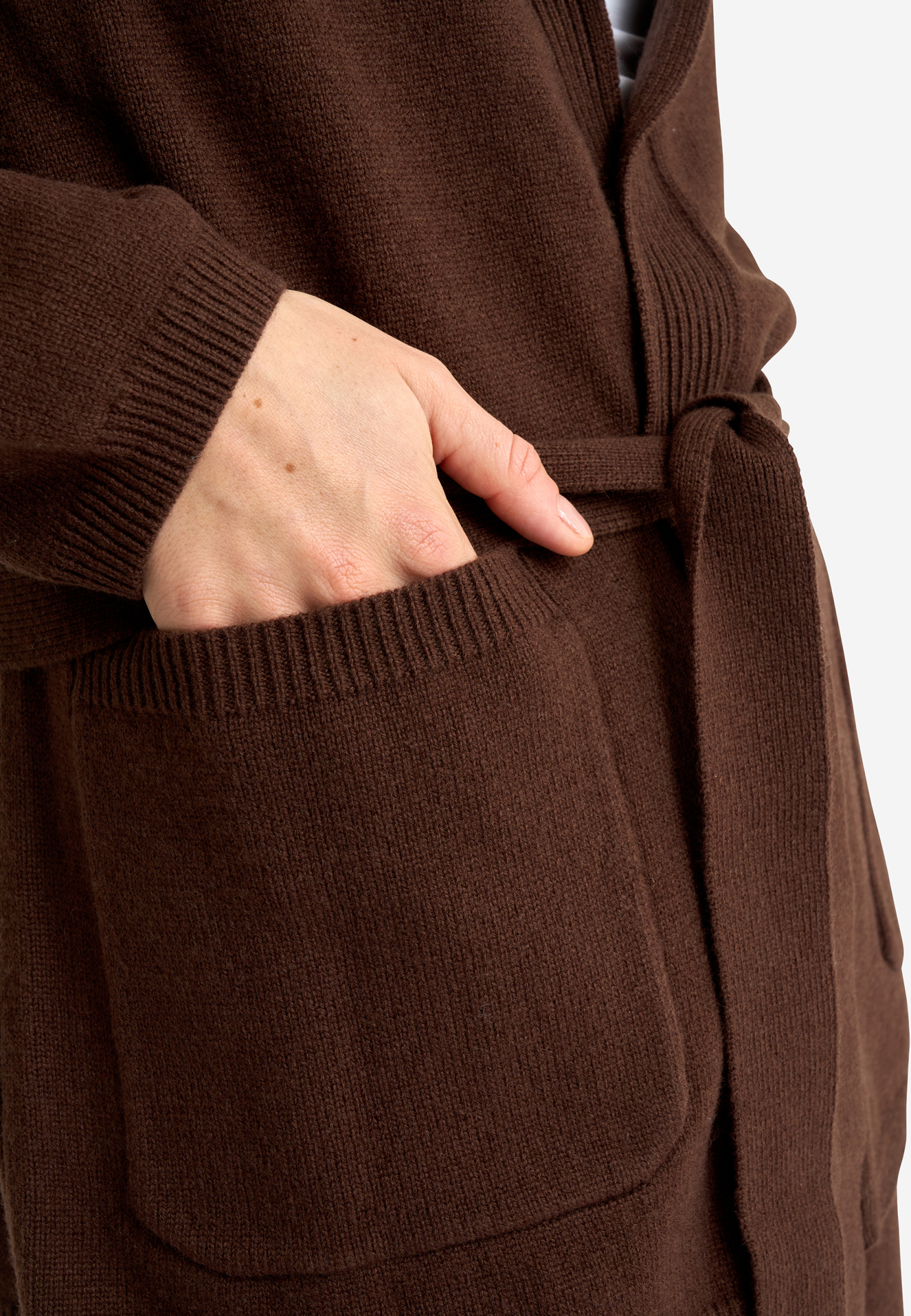 Cardigan, 100% Merinould, Brun